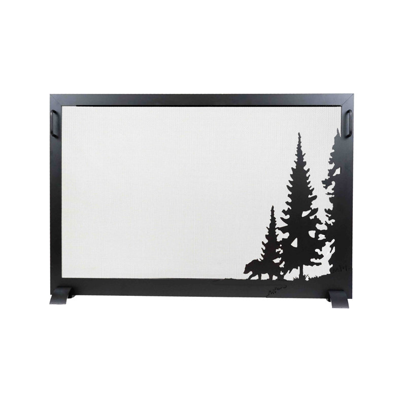 Pare-étincelles 1 panneau en acier Northwoods, Noir texturé, H 26 po x l 38 po x P 6,5 po
