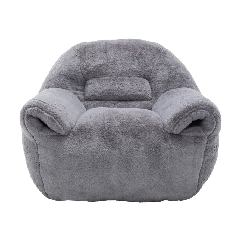 Bean Bag Chair, Dark Gray Faux Fur
