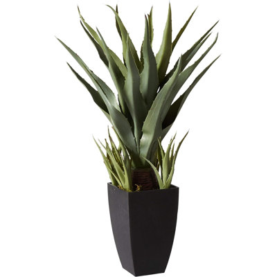 Sansevieria (35 po) et bouquet de plantes artificielles avec jardinières noires