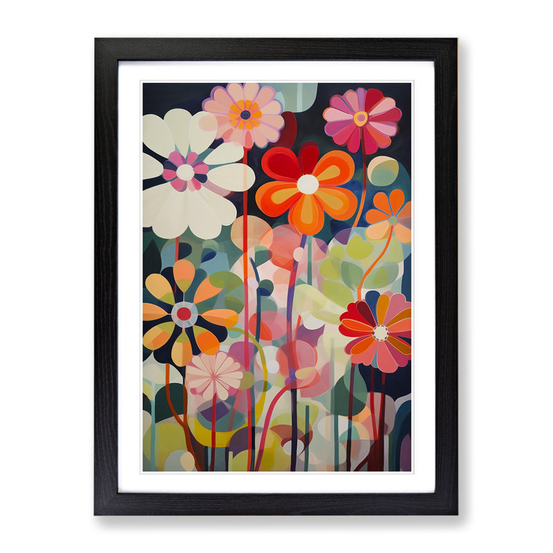 Modern Flowers Orphism Vol.2 - Picture Frame Print, 64cm H x 46cm W x 2cm D, Black