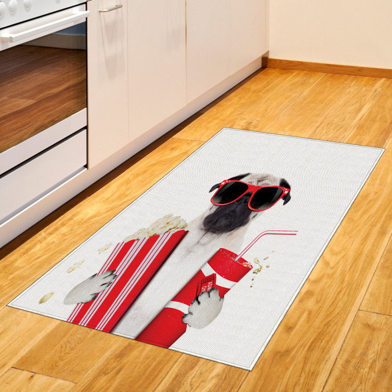Tapis décoratif à longs fils en fibre de polyester à haute densité Pug, Rectangle 2 pi 7 po x 5 pi