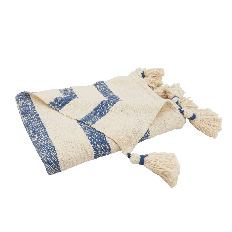 Hand Woven Throw Blanket, Blue