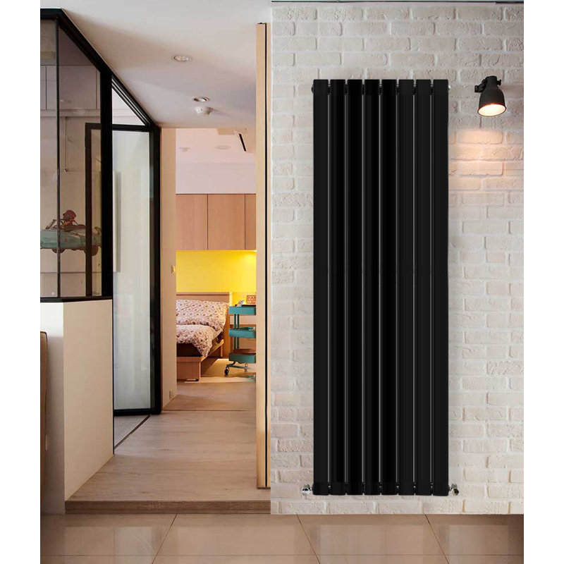 Shonna Vertical Double Flat Panel Radiator, Normal Black, 160cm H x 54.4cm W