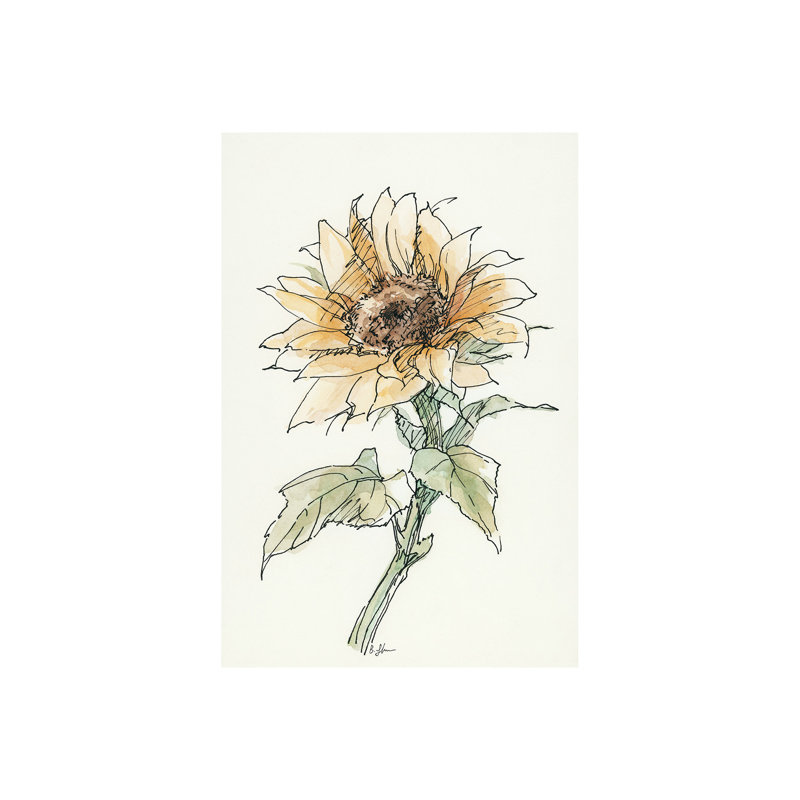 Toile texturée brodée à la main Sunflower II, H 45 po x l 30 po x P 1,5 po