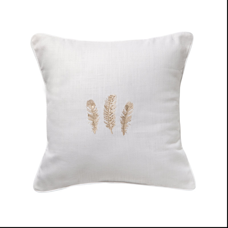 Embroidered Cotton Blend Throw Pillow