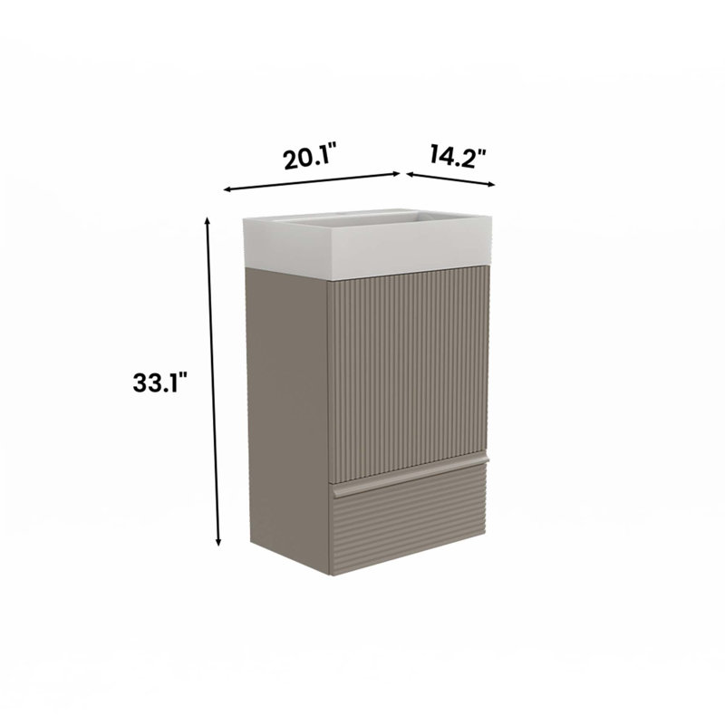 Meuble-lavabo rayé 20 po avec lavabo en céramique, Gris
