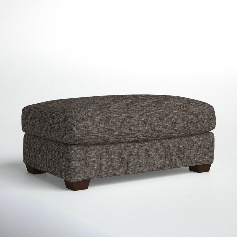 Rhodes Upholstered Ottoman, Drusky Charcoal Sustain® Basketweave