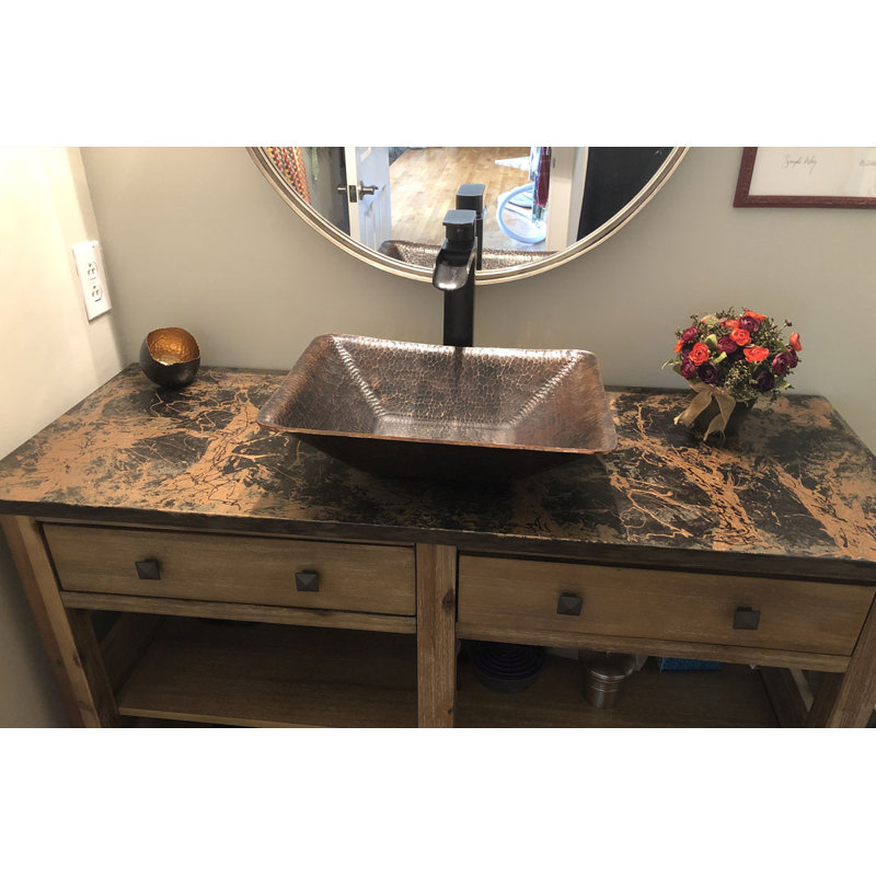 17" Rectangle Hand Forged Old World Copper Vessel Sink