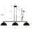 3-Light Black Dome Pendant Light for Kitchen, Dining Room, Bar, Cafe