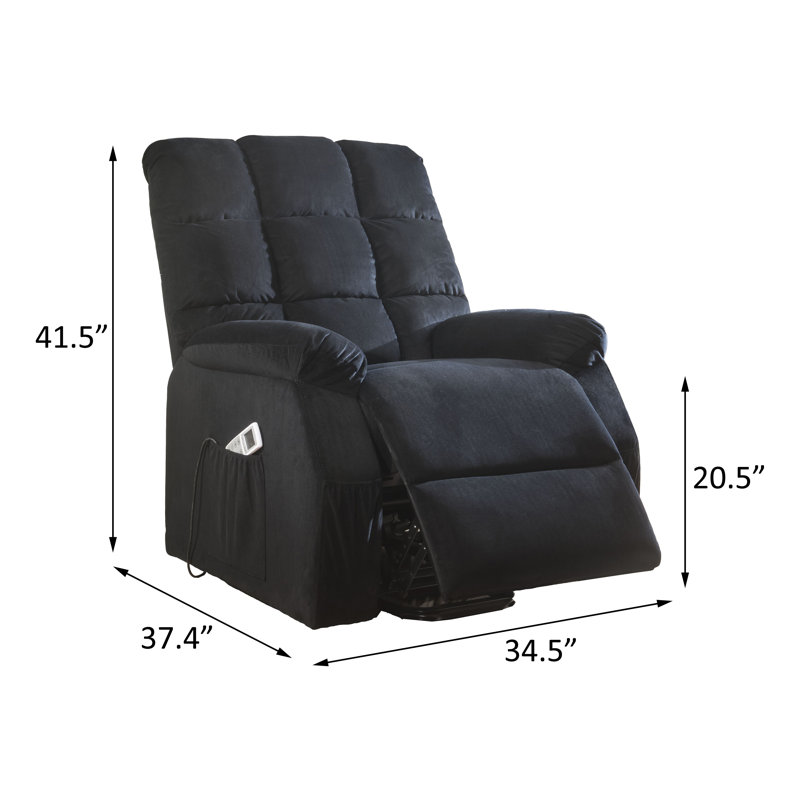 Fenmore Upholstered Heated Massage Chair, Black Velvet