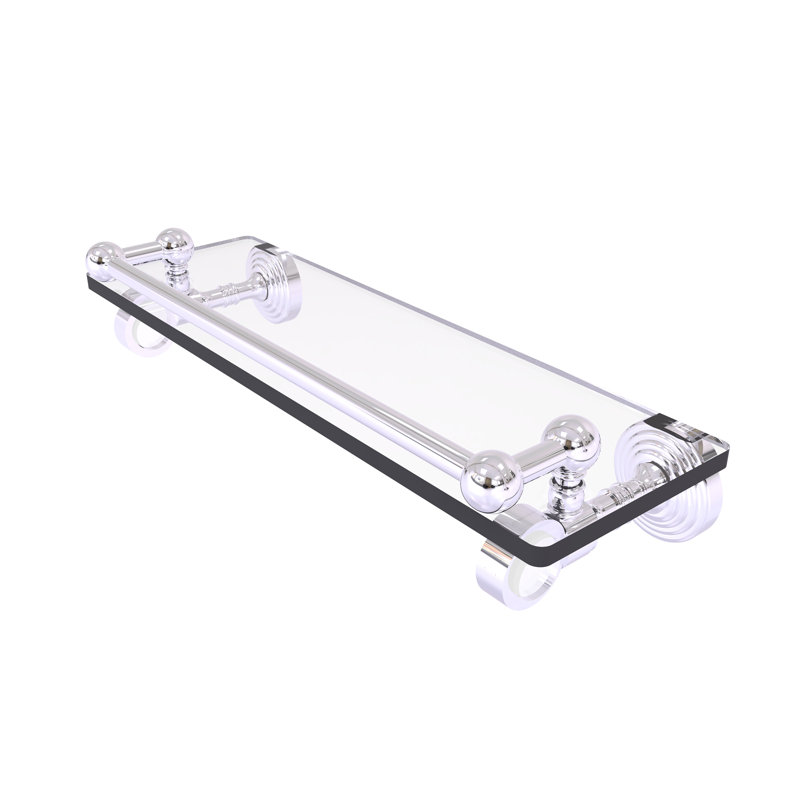 Étagère murale en verre Jarrell, Chrome poli, H 3,5 po x l 16 po x P 5,5 po