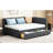 Upholstered Daybed With Gray Linen Cover And Storage, No Box Spring. Bed Frame For A Peaceful Bedroom 2 Storage Compartments, Linen. Without Spring Night's Sleep-1142162965