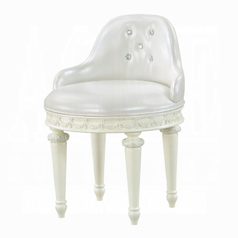 Chaise de coiffeuse pivotante ivoire avec dossier capitonné Chaise pivotante ivoire, chaise capitonnée