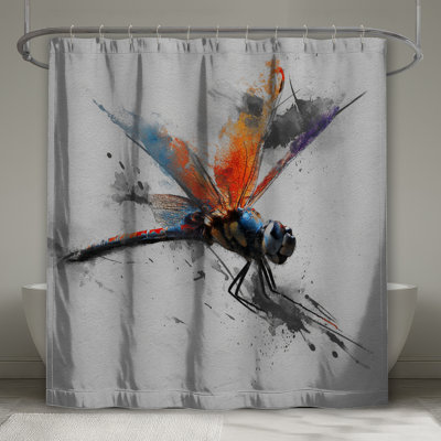 Colorful Dragonfly Artwork Shower Curtains Extra Long