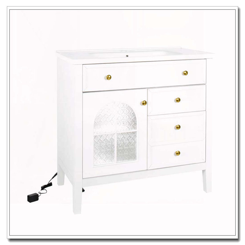 Armoire de salle de bain 35,6 po, Blanc + armoire seulement + 1 porte