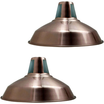 2-Pack Industrial Metal Pendant Lamp Shades Easy-Fit Ceiling Light Shades, Modern & Vintage Design, Finish for Kitchen, Bedroom, Dining Room & Living Room