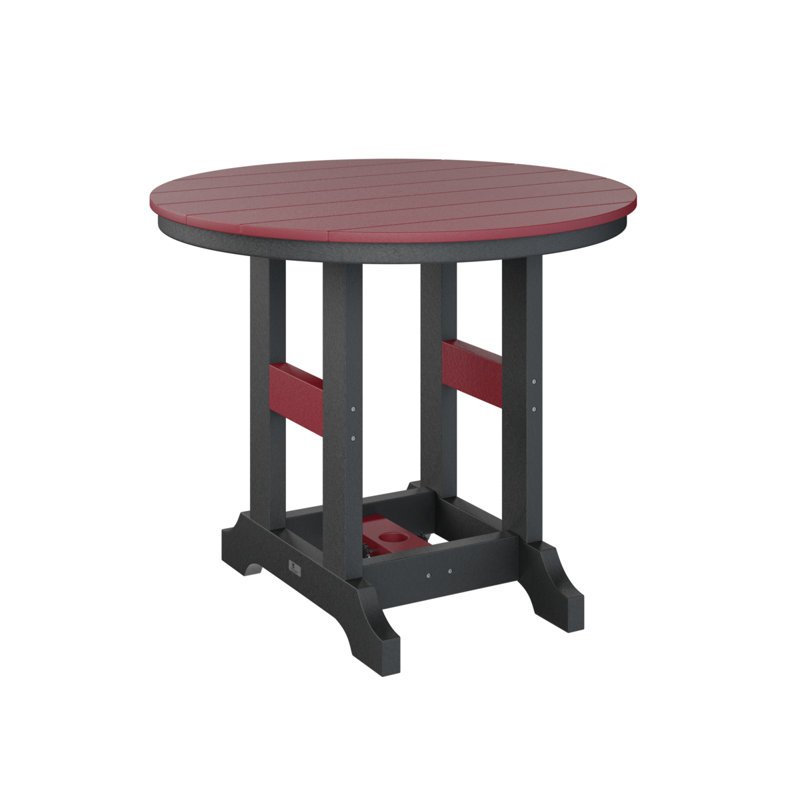 Garden Classic Outdoor Round Dining Table, Black, Scarlet Red