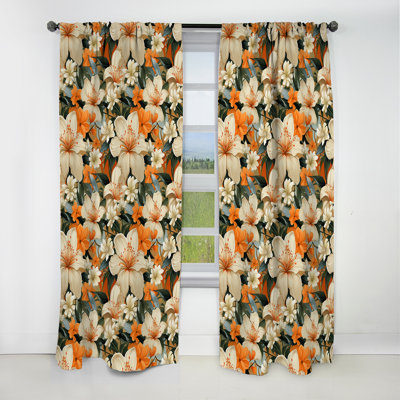 Papaya Dreams Tropical Motif II - Rideau floral - Rideau floral occultant en velours - 1 panneau