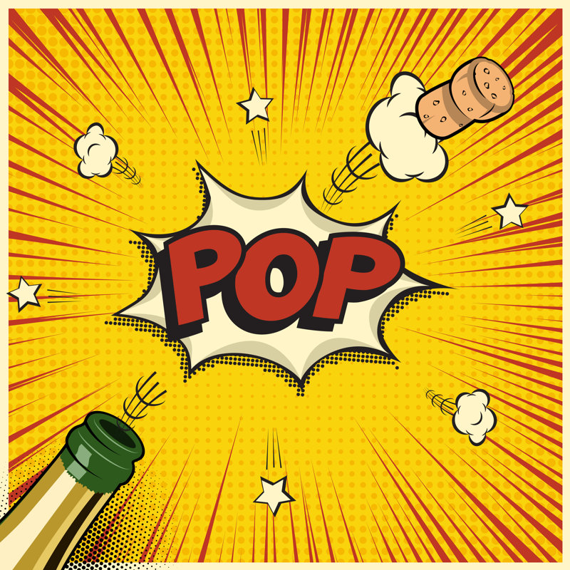 Champagne With Pop Word by Olegback - Wrapped Canvas Print, 30cm H x 30cm W x 3.8cm D