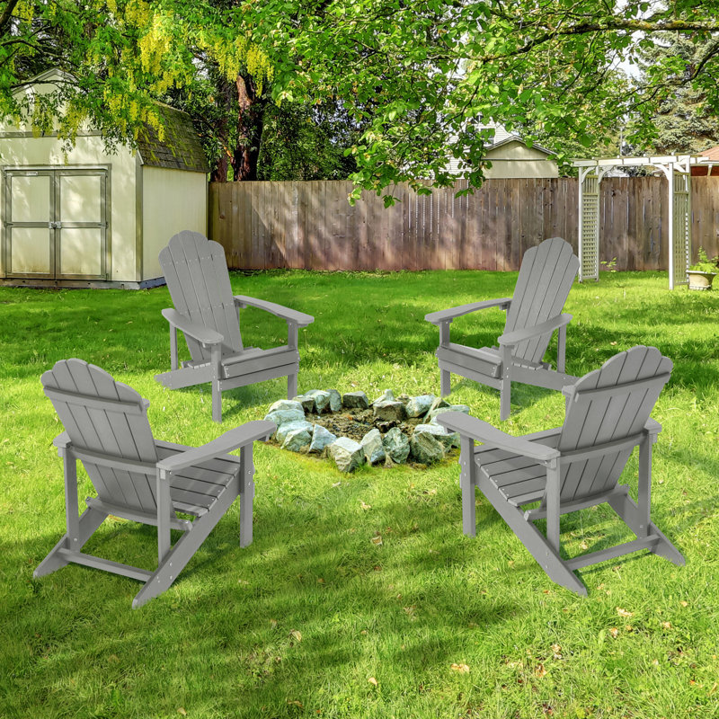 Chaise Adirondack Ionie Hips résistante aux intempéries, Gris clair