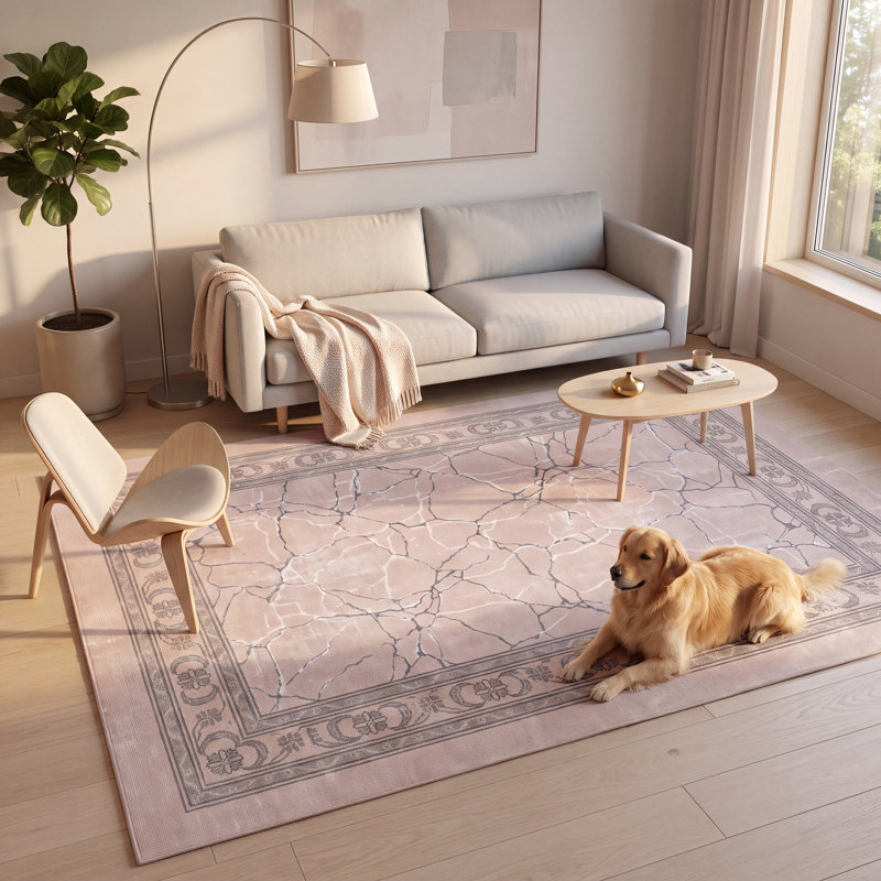 Tapis Breccia moderne à poils courts, effet aquarelle abstrait gris beige blanc, antidérapant, idéal pour l'intérieur et l'extérieur, adapté aux animaux domestiques, pour salon, chambre, salle à manger, entrée, couloir, bureau. Lavable.