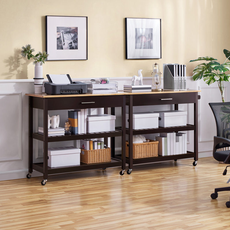 Clinten Solid Wood Top Kitchen Island, Espresso