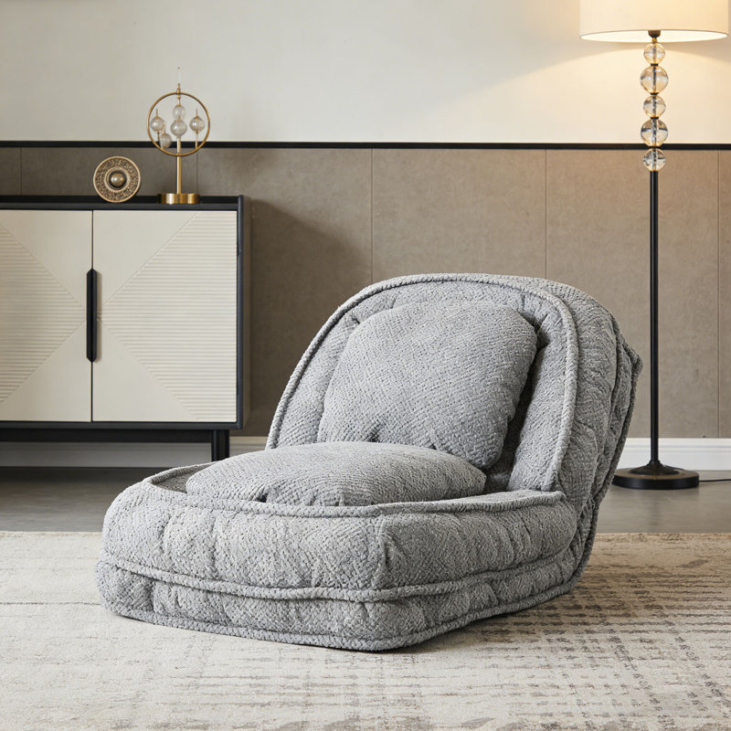 Lazy Sofa Couch ,5 Adjustable Position, Gray Polyester