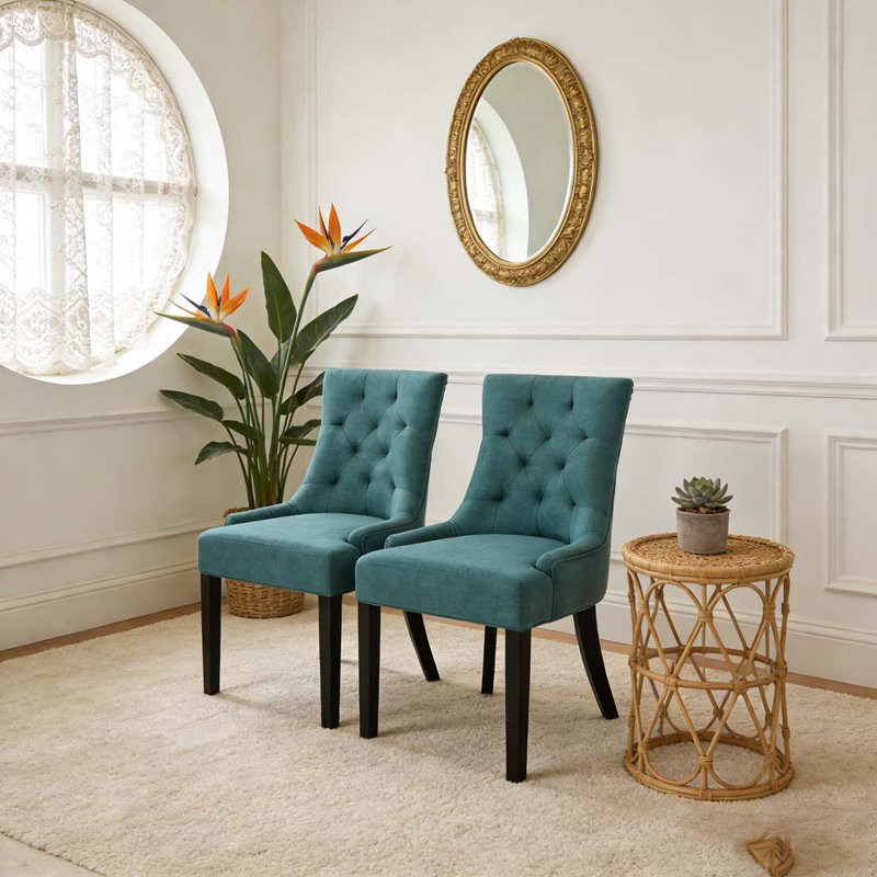Chaise de salle à manger, 2, Tissu sarcelle