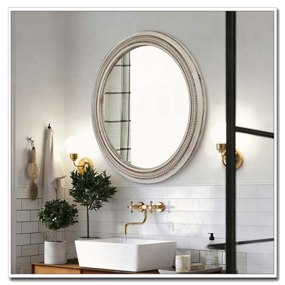Miroir mural vintage rétro avec bordure ornée de perles