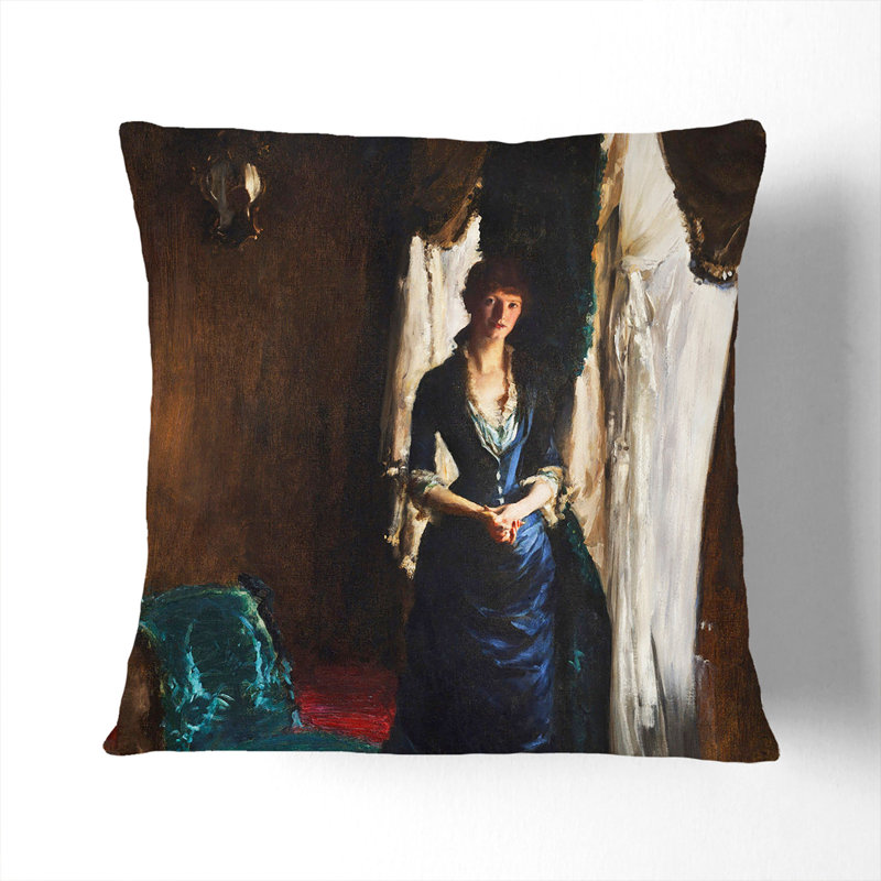 Madame Paul Escudier Square Throw Cushion, Black, 40cm H x 40cm W x 15cm D