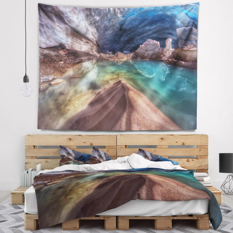 Tapisserie glacier de couleur paysage, H 32 po x l 39 po