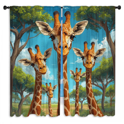Ensemble de rideaux obscurcissant et obscurcissant Group Of Giraffes