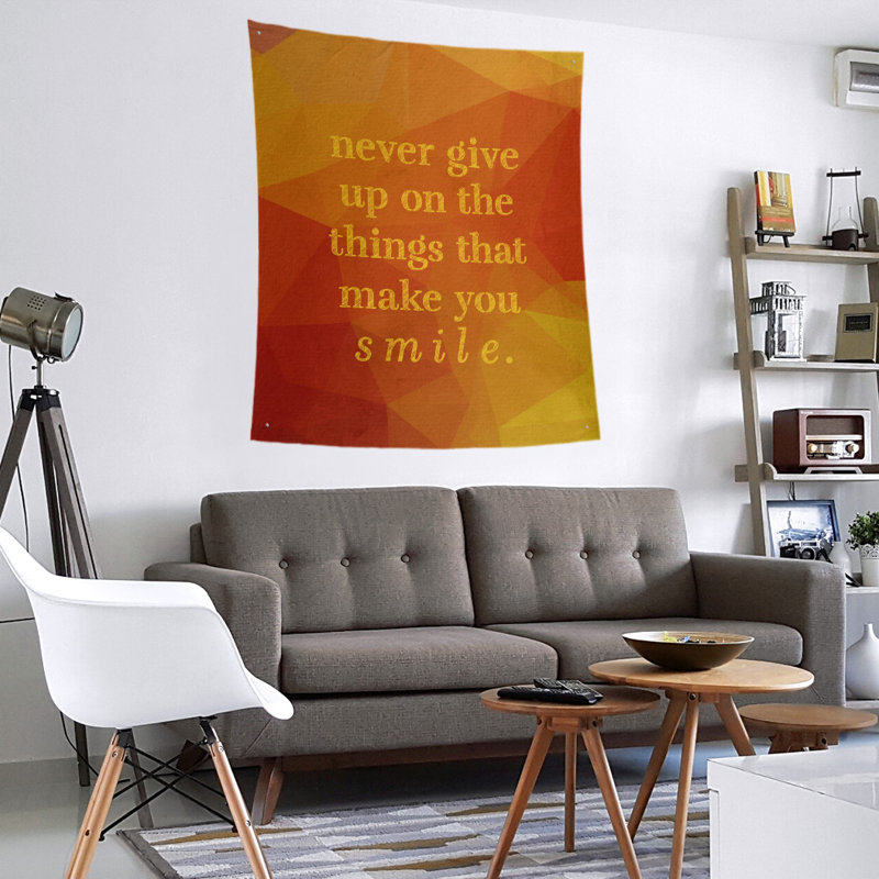 Tapisserie de perseverance en polyester et de citation en faux gemme, H 104 po x l 88 po, Jaune ambre