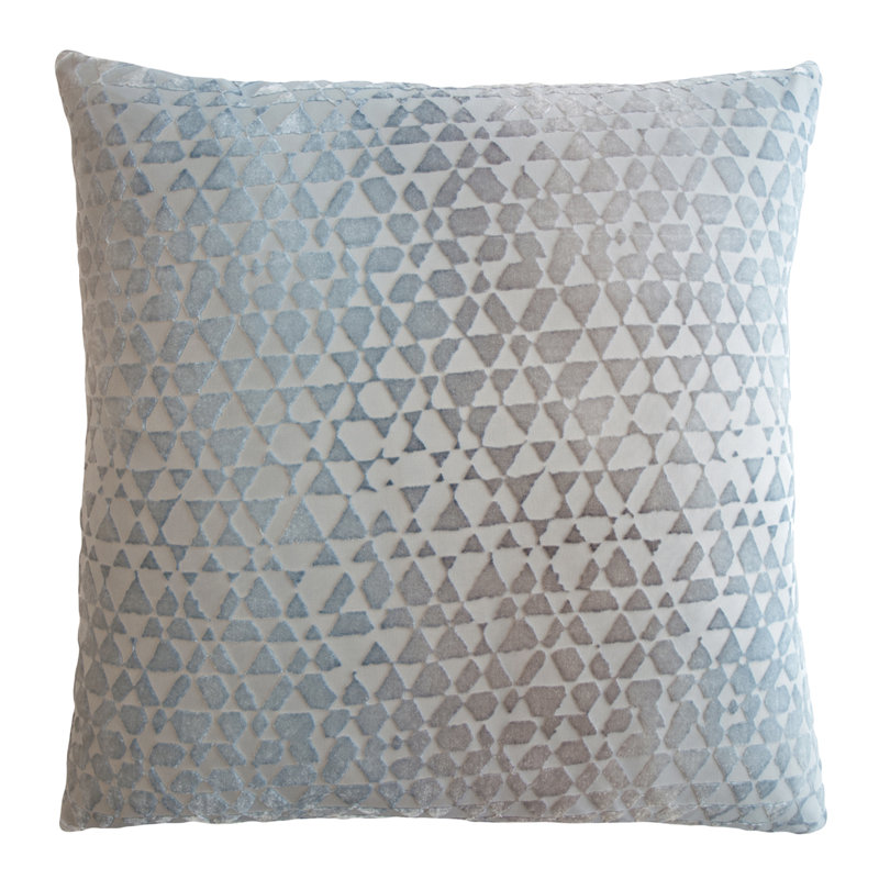Triangles Square Velvet Pillow Cover & Insert, 20" x 20", Robin's Egg