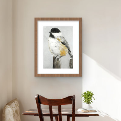 Coal tit bird Print - Contemporary Gray Framed Decor