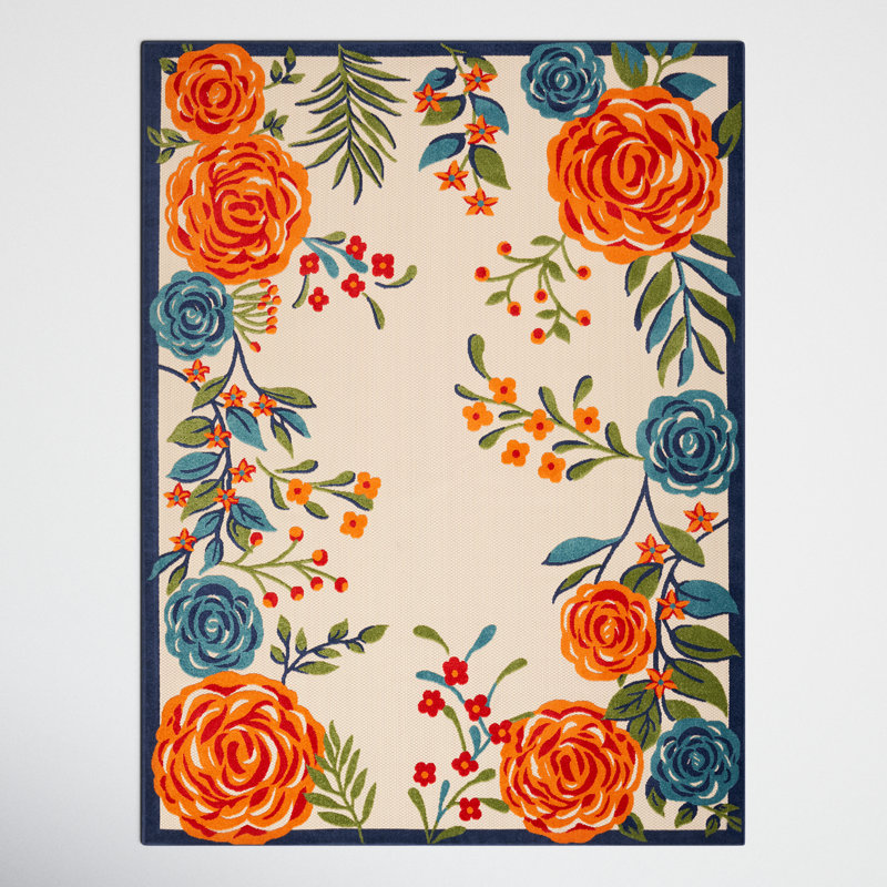 Aloha  Floral Multicolor Indoor/Outdoor Area Rug, Rectangle 9' x 12'