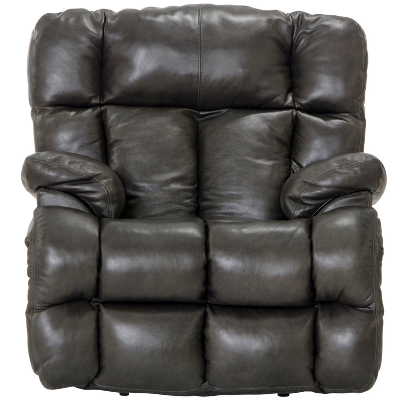 Reem Italian Leather Match Recliner, Steel Genuine Leather, Power