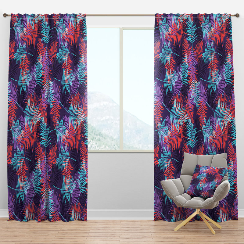 Panneau de rideau simple semi-diaphane avec passe-tringle Tropical, l 52 po x L 108 po