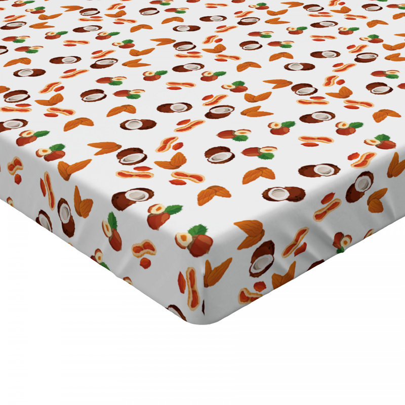 Microfiber Floral Fitted Sheet, Orange, Queen Fitted Sheet