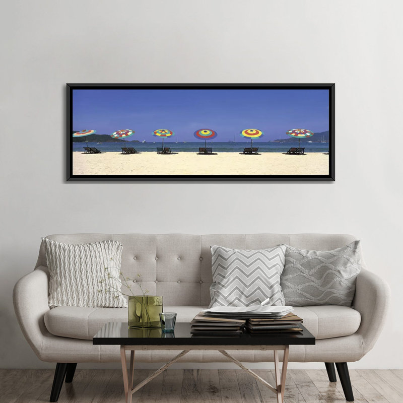 Plage de la Thaïlande par Panoramic Images - Giclée sur toile tendue avec châssis, H 16 po x l 48 po x P 1,5 po, Cadre noir