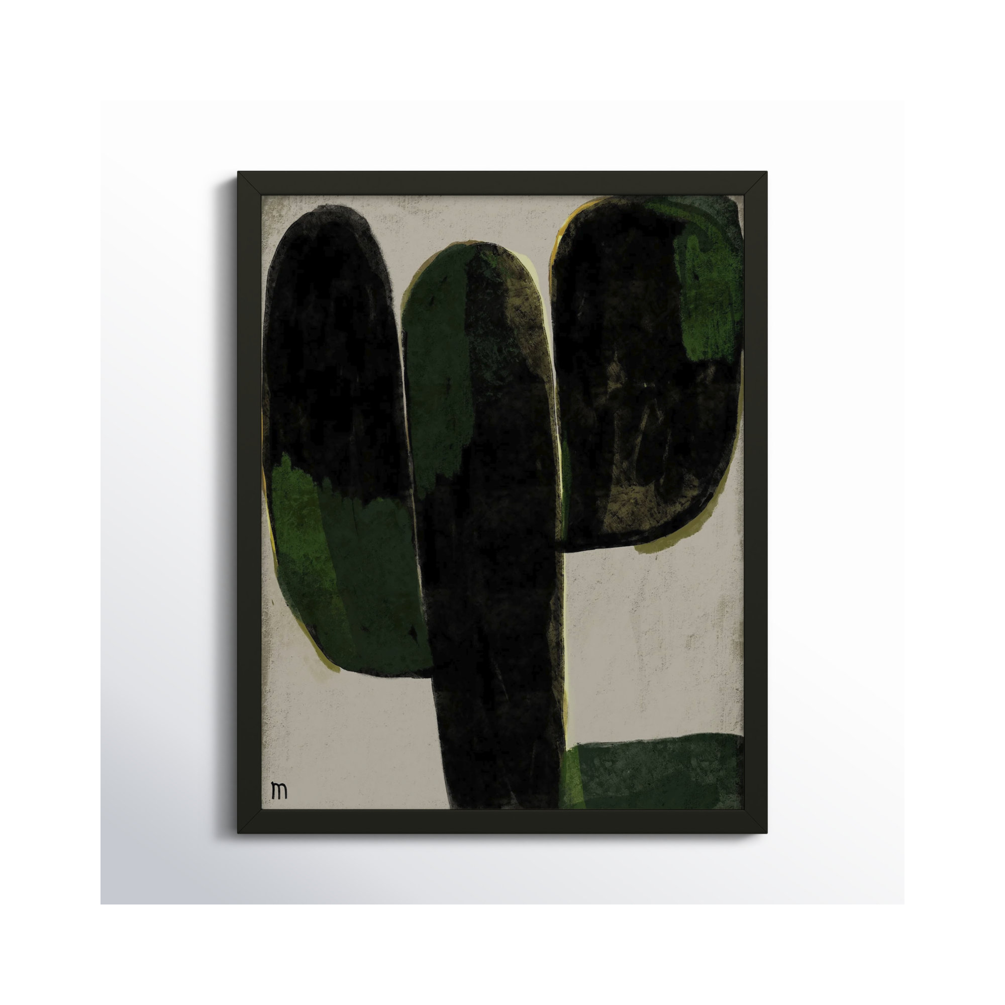 Succulent #1 by StudioM, Black, 30" H x 24" W x 1.25" D