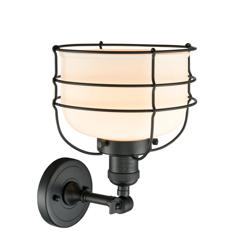 Handley Glass Semi Flush Mount, Matte Black, Matte White, 60 Watt Vintage Incandescent Bulb