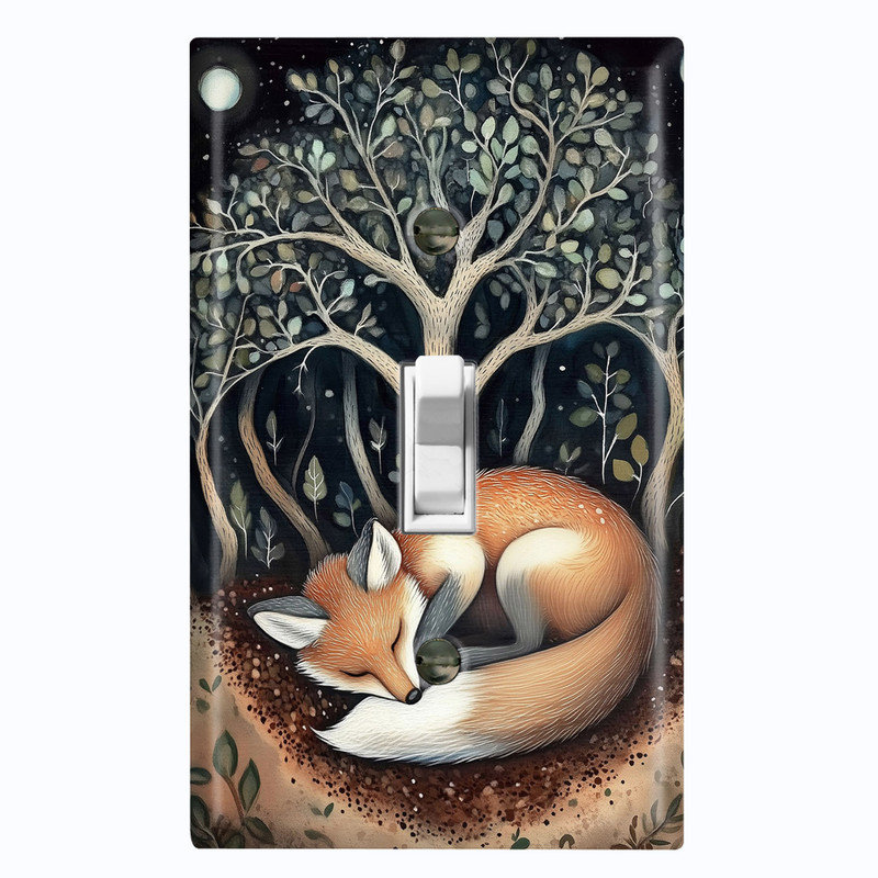 Couvre-interrupteur en métal pour plaque d'interrupteur à bascule taille standard 1 - Fox endormi, # 1 à bascule simple