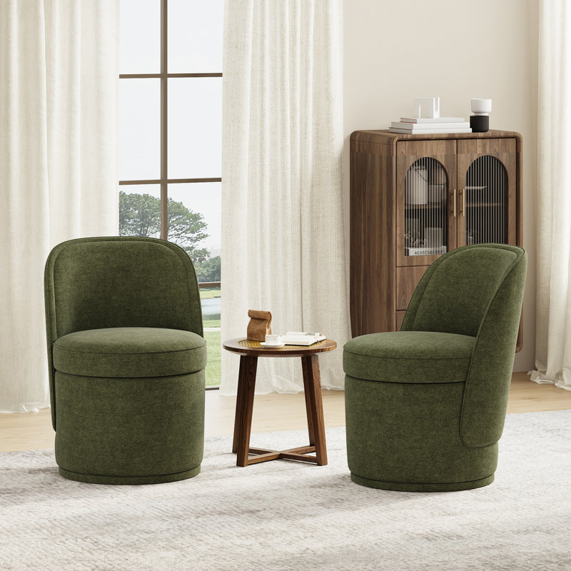 Fauteuil d'appoint pivotant rembourré avec rangement, sans assemblage, Vert