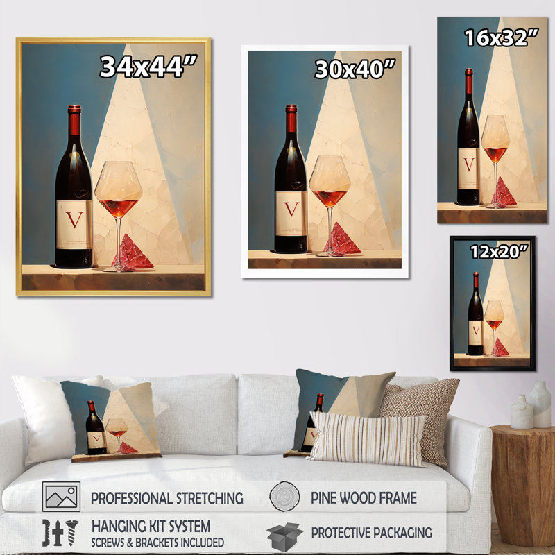 Cavas Crispness - Wine Wall Decor, 20" H x 12" W x 1" D, Gold Floater Framed