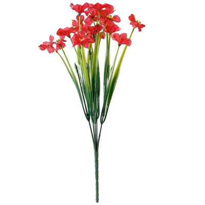 Kbndieu Artificial Fake Flowers Faux Silk Flowers 12 Bundles Artificial Flowers Outdoor Fake Flowers No Fade Faux Plastic Shrubs Plants for Hanging Garden Porch Window Box Home Decor