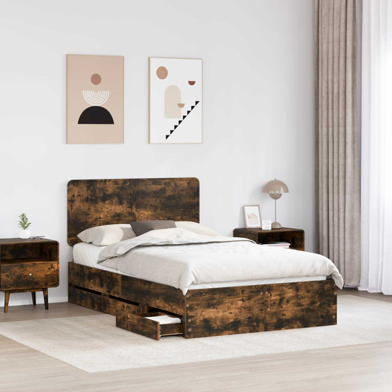 Bed Frame, Double (4'6), Smoked Oak