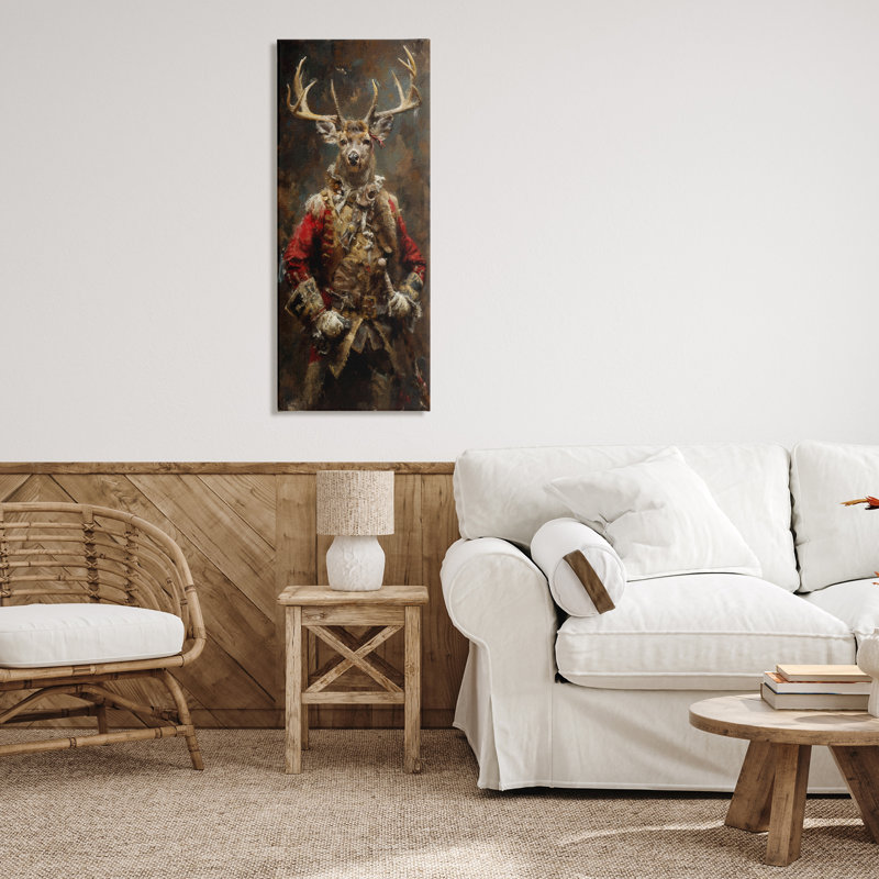 «Regal Deer Portrait», art mural sur toile par Sean Parnell, H 48 po x l 20 po