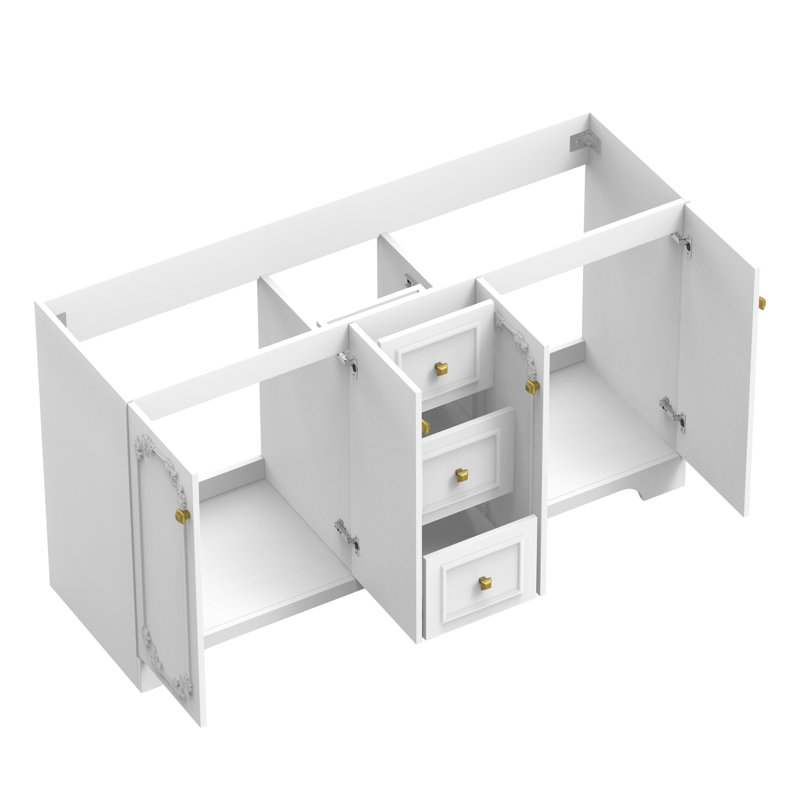 Meuble-lavabo blanc 60 po avec portes à fermeture douce et tiroirs 60 po
