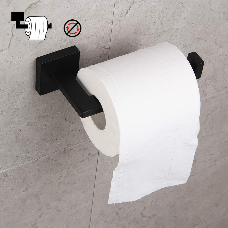 Porte-papier hygiénique en acier inoxydable SUS 304 - fixation murale, antirouille, conception carrée moderne, Noir mat